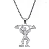 Pendentif Colliers Accessoires de fitness Hommes musclés forts Soulevant Barbell Collier en métal Symbole de puissance Bijoux de gymnastique