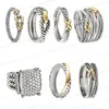 2024 Hot Selling Band Rings Twisted Two Color Cross Pearls Designer Ring for Women Fashion Sterling Sier Vintage Jewelry Diamond Wedding Gift