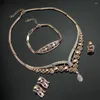 Necklace Earrings Set 4Pcs/Set Hollow Geometry Shape Piercing Bracelet Ring Rhinestone Women Choker Jewelry Accessory