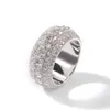 Moda Ice Out Solid Sier con D Color Moissanite Diamond Hip Hop Rapero Mans Anillo cubano