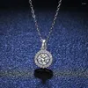 Pendentifs Collier rond en Moissanite véritable, couleur VVS1 D, en argent Sterling pur S925, bijoux fins, cadeau pour femmes