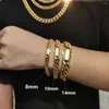 Link Bracelets Hip Hop Rock Jewelry Free Custom Logo Name 18K Gold Plated Miami Cuban Chain Stainless Steel Bracelet For Men