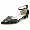 Dress Shoes Minishion Girls Womens Formal Flats For Wedding Ankle Strap Crystals Beaded Party JY287