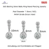 Smycken elegant 925 sterling silver magen piercing smycken dropp magen ringer zirkon dingle navel piercing 6mm navel ring skivstång