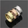 Anillos de banda 2023 Marca Anillo clásico Moda Charm Firma Trébol de cuatro hojas de alta calidad Diseñador de acero inoxidable Joyería Drop Delive Dhfy9