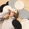 Bérets Artiste français étudiant femmes laine chaud hiver bonnet chapeau rétro plaine béret couleur unie élégant dame tempérament automne casquette