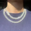 Joias hip hop 10mm fileira única sólida sier gra moissanite corrente cubana colar masculino