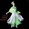 Palco desgaste feminino chiffon trajes de dança clássica elegante chinês nacional fã guarda-chuva roupas yangko desempenho