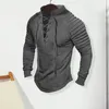 Men's T Shirts Men Retro Stand Collar Cross Lace-up Pullover Tops Pleated Long Sleeve Solid Color Slim Fit Casual T-shirt Streetwear