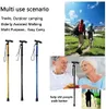 Multifunction Walking Stick Trekking Poles Telescopic Fold Crutches Hiking Stick Crutch Elderly Metal Stick Walking Cane Outdoor 240220