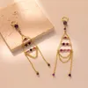 Orecchini pendenti Ciondolo in pietra di cristallo di moda europea e americana per le donne Gioielli semplici in stile street con frange