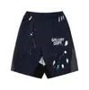 Mens dames casual sport shorts ontwerper kleurrijke inktjet handgeschilderde klassieke mesh drawstring straat