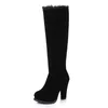 Botas QPLYXCO Rodilla Alto Combate para mujer Plataforma Sexy 11 cm Tacones Cremallera larga Fetiche Zapatos de invierno Mujer Tamaño 43 650