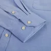 S ~ 6XL Algodão Oxford Camisa Para Mens Manga Longa Xadrez Listrado Camisas Casuais Masculino Bolso Regular-Fit Button-Down Work Man Shirt 240220