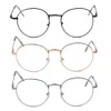 Armação de óculos nova moda feminina masculina de metal vintage redondo armação de óculos grandes óculos ópticos óculos de cuidados com a visão para unissex