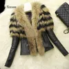 Женские меховые осенне-зимние женские укороченные кожаные куртки подходят для пальто из искусственного полиуретана P