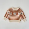 Clothing Sets 7608 Baby Knitted Suit 2024 Autumn Winter Striped Bear Boy's Sweater Trousers Casual Girl's Two Piece