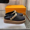 Lyxplattforms tofflor Slide Brand Designer Kvinnor damer ihåliga denim Sandaler Beach Woman Shoes Slippers Storlek 35-42