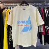 Marca clássica Rhude Mens T Camisetas Designer de moda de verão Tshirts Street C1 Casual Casual Sleeve Beach estilo camisetas de impressão de algodão CSG2402272-12
