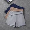 Damesbroeken Dames Korte broek Hoge taille A-lijn Katoenmix Casual Wijde pijpen Shorts Asymmetrisch Kantoor Dame Bijpassend Zomer