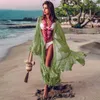 Maillots de bain pour femmes Fashion Beach Cover Up Robe en mousseline de soie Rose Red Dot Flare Manches Bikini Protection solaire Chemise Vacances 2024