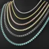 Collier en argent Sterling S925, bijoux fins, diamant, 3mm, 4mm, 5mm, or Rose, noir, plaqué or, lien, chaîne de Tennis, Moissanite
