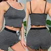 Vêtements de nuit pour femmes Lingerie pour dames Femmes douces Pyjamas Jarretelles Shorts Ensemble Lettre Stripe Imprimé Confortable Halter Top Sous-vêtements