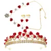 Collana Orecchini Set Corona di rose Copricapo creativo Copricapo da sposa Copricapo da sposa Gioielli per bambini Accessori moda per ragazza Accessorio