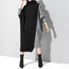 Casual Dresses Autumn Plus Size Ladies' Dress 10XL 9XL 8XL Fashion Knitted Patch Long Sleeve Solid Color Loose Turtleneck