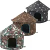 Tapetes para gatos, casa camuflada para animais de estimação, tamanho pequeno, interior, exterior, quente, à prova d'água, casa de inverno, pano empilhável, abrigo para cães e gatos