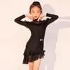 Stage Wear 2024 Automne / Hiver Noir Costume de danse latine Filles et enfants Édition avancée Ensemble de performance d'entraînement