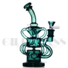 9.5 inches Bong Hookahs Recycler Dab Rigs Big Glass bongs Water Pipes Thick Glass Oil Rigs Tobacco With 14mm Bowl and quartz banger