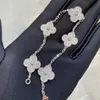 Gioielli di design Bracciale di lusso Catena a maglie Vanca Argento S925 Collana in oro spesso Agata rossa Rosa Fritillaria Occhio di tigre Pietra Lucky Clover Cinque fiori femminili