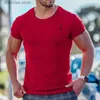 メンズTシャツ夏の新しい男性Tシャツスポーツカジュアルクイック乾燥通気性弾性丸い首のボトムリングシャツ垂直ストライプ印刷TシャツT240229