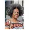 Afro-américain 4c Afro Kinky Curly Perruques de cheveux humains vrais cheveux court gris perruque pour femmes noires sans colle bonnet de dentelle respirant sel et poivre rue naturel