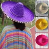 Berets Colorful Mexican Party Hat Wide Brim Straw Hats Men Women Birthday Decor Sun Sombrero Halloween Costume Accessories