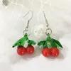 Necklace Earrings Set 1set Jewelry Red Cherry Fruit Lampwork Glass Murano Bead Earring For Women Fashion