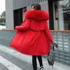 Women's Trench Coats Winter Coat Women 2024 Fashion Long Slim Light Green Thickened Warmth Cotton