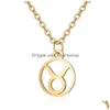 Collares colgantes Nuevo signo del zodiaco Collares pendientes para mujeres Horóscopo chapado en oro Aries Leo 12 Constelaciones Moda Acero inoxidable Dh9Uo