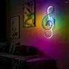 Wandleuchte Einfache RGB LED Metall Musik Note Spirale Nachtlichter Modernes Zuhause Innen Wohnzimmer Schlafzimmer Nachttischbeleuchtung Dekoration