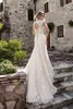 2024 Yeni İllüzyon Kapağı Kollu Dantel Denizkızı Elbiseler Tül Mahkemesi Prenses Düğün Gelin Önlükleri Boncuklu Aplike Vestido De Novia 403