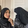 Lenços instantâneos hijab chiffon xale com capô sob lenço cobertura completa mulheres muçulmanas tampas senhoras327d