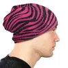 Baskenmützen, Tierdruck, Streifen, Beanie-Mützen, rosa und schwarz, Skullies-Mützen, Hippie-elastische Unisex-Kappen, Herbst-Design, lustiges Motorhauben-Geschenk