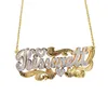 Ожерелье с индивидуальным именем, 18-каратное золото, двухцветное золото, персонализированные ювелирные изделия, ожерелья из нержавеющей стали, двойная пластина, 3D именная табличка, подарок 240226