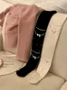 Женские носки, дизайнерское жемчужное ожерелье, бисер, японские черные колготки Jk, женские молочно-белые леггинсы, облегающие осенне-зимние колготки