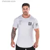 T-shirts hommes été nouveau respirant loisirs sports hommes col rond t-shirt serré muscle coton bodybuilding tee dessus de chemise gymnases T240227