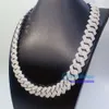 Högkvalitativ anpassad 20mm 4 rader Miami Style Hip Hop Jewelry Halsband S Sier Moissanite Lab Diamonds Cuban Link Chain