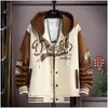 Jaquetas masculinas Mens Hooded Beisebol Jersey Outono Coreano Jaqueta Casual Harajuku High Street Moda Roupas Qualidade Casaco Drop Delive DHM7I