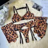 Set di reggiseni Lovermore Leopard Lingerie Supporto sexy Intimo per ragazza senza cuciture Sissy Giarrettiera Reggiseno push up fantasia esotica abbinato