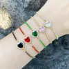 Charm Armbanden FLOLA Tiny CZ Kristal Rood Hart Voor Vrouwen Vergulde Tennis Ketting Verstelbare Sierlijke Sieraden Brtm38